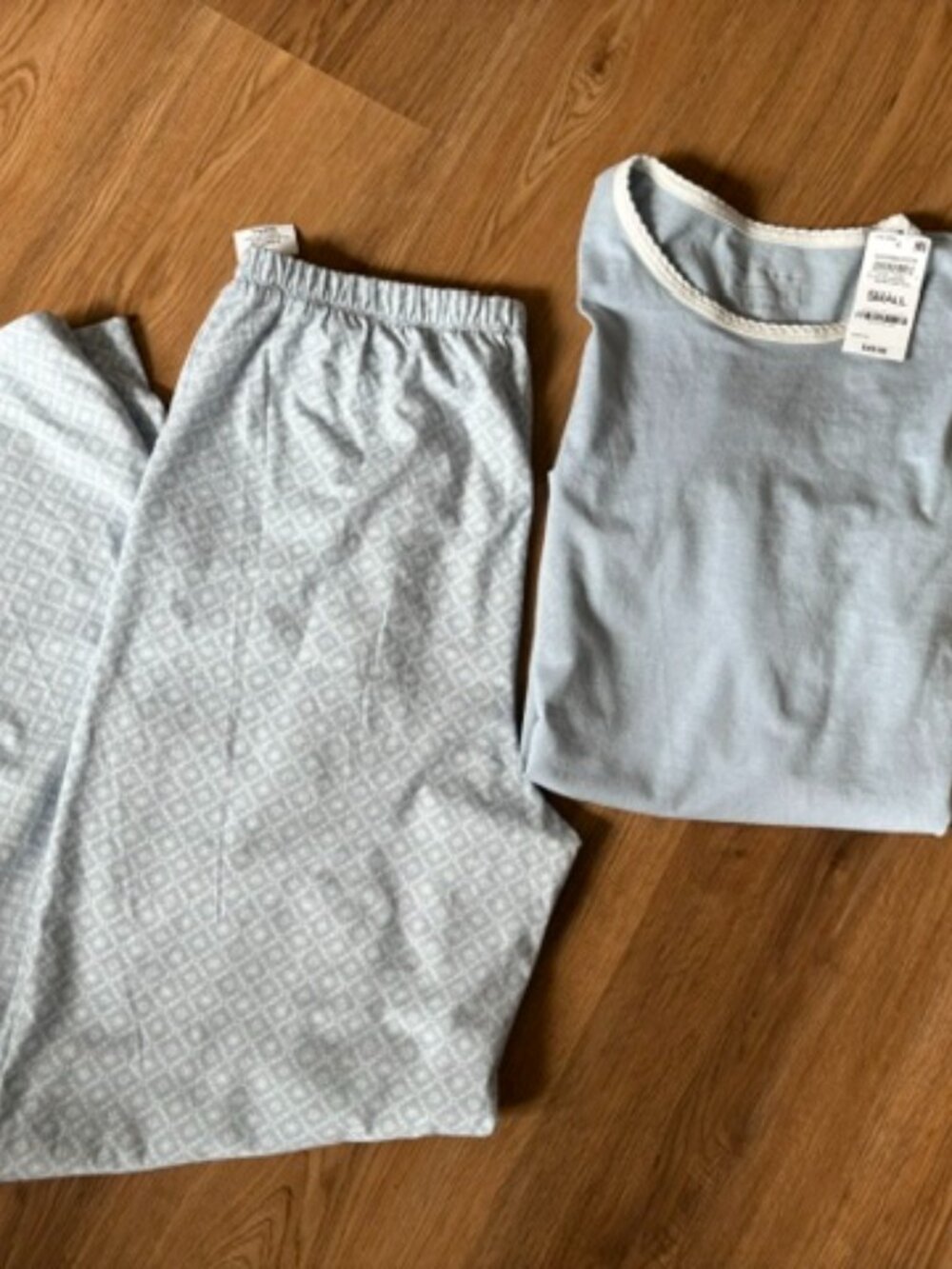 Charter Club Lt Blue Snowflake Geometric 2 Pc Pajama Set NWT S